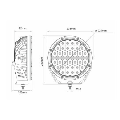 Ironman 4x4 Meteor 9" LED Driving Light 102W with Daytime Running Light | Spot Beam UAE
