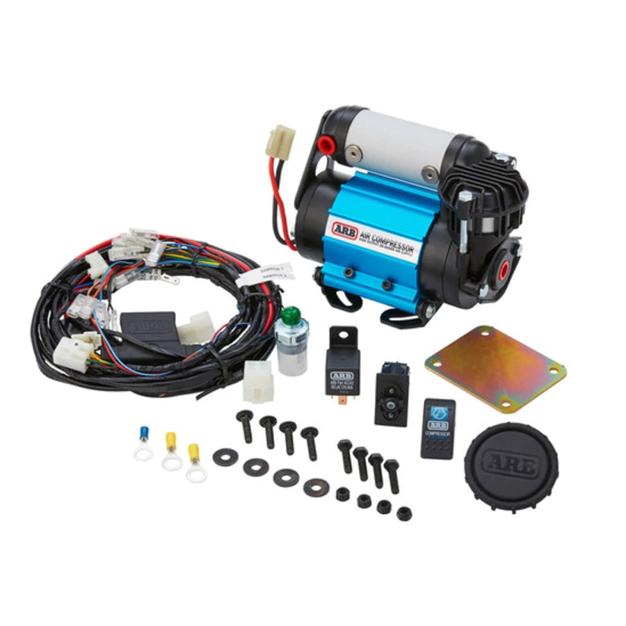 Air Compressor Single Motor Onboard 12V  kit with wiring harness and accessories 