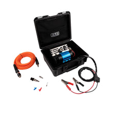 Black toolbox with automotive diagnostic equipment on a white background