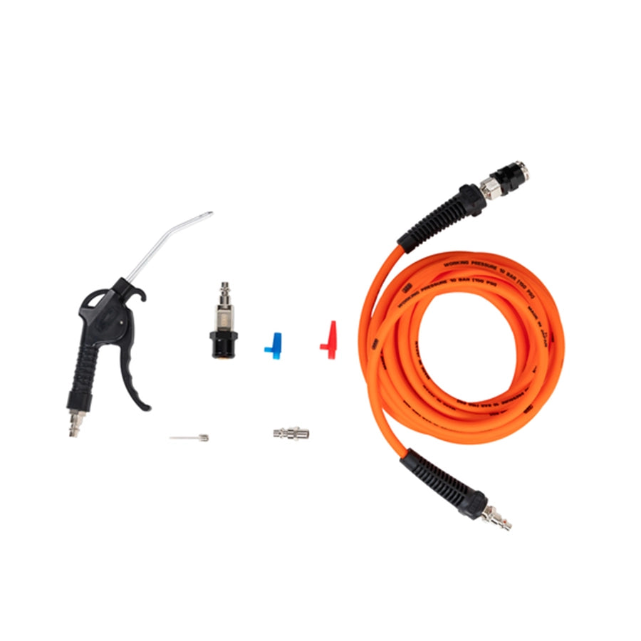 Pneumatic cleaning gun with orange hose and AirCompressorBrushlessSinglePortable12V