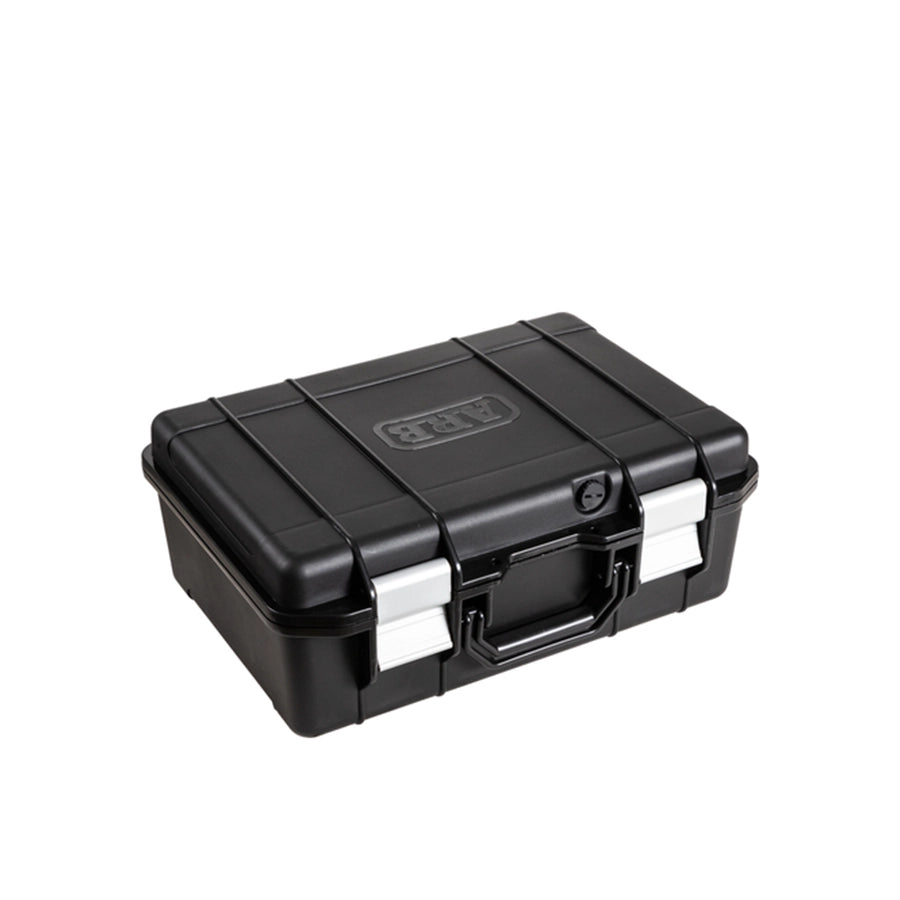 Black toolbox with a visible brand logo on a white background