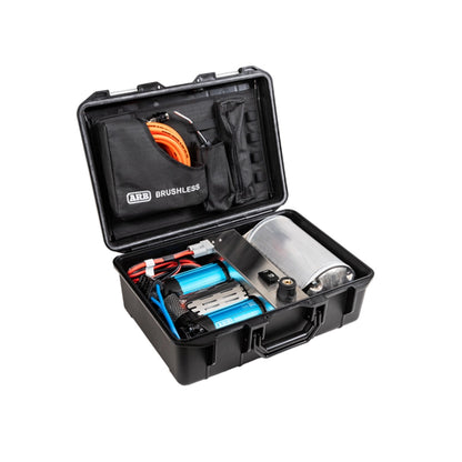 Black toolbox with electronic components and 'ABB Brushless' branding on a white background