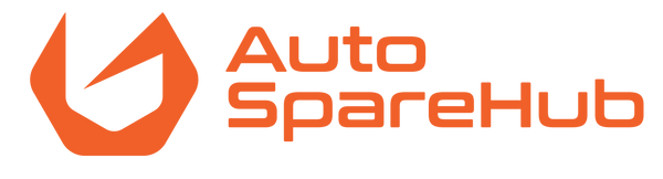 Logo of Auto SpareHub with an orange and white design on a white background