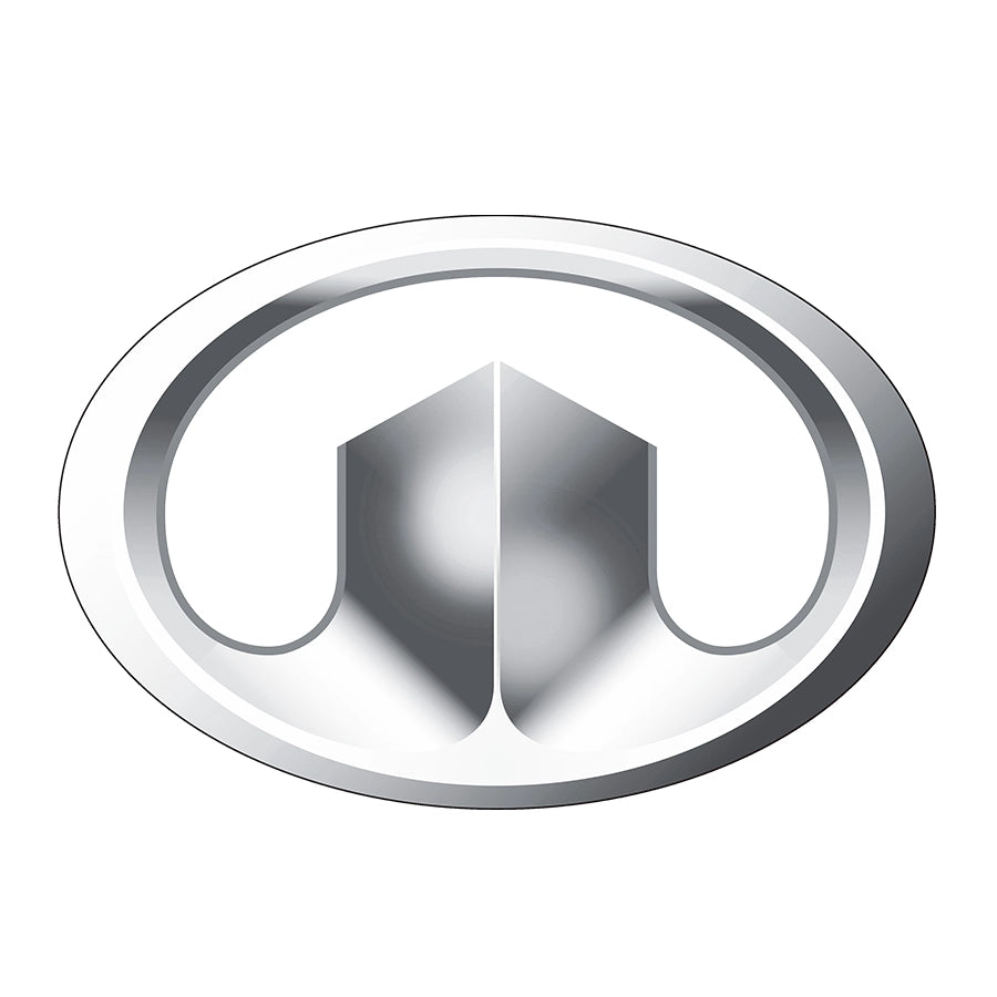 Silver car emblem on a white background