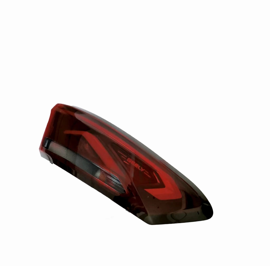 Red car taillight on a white background