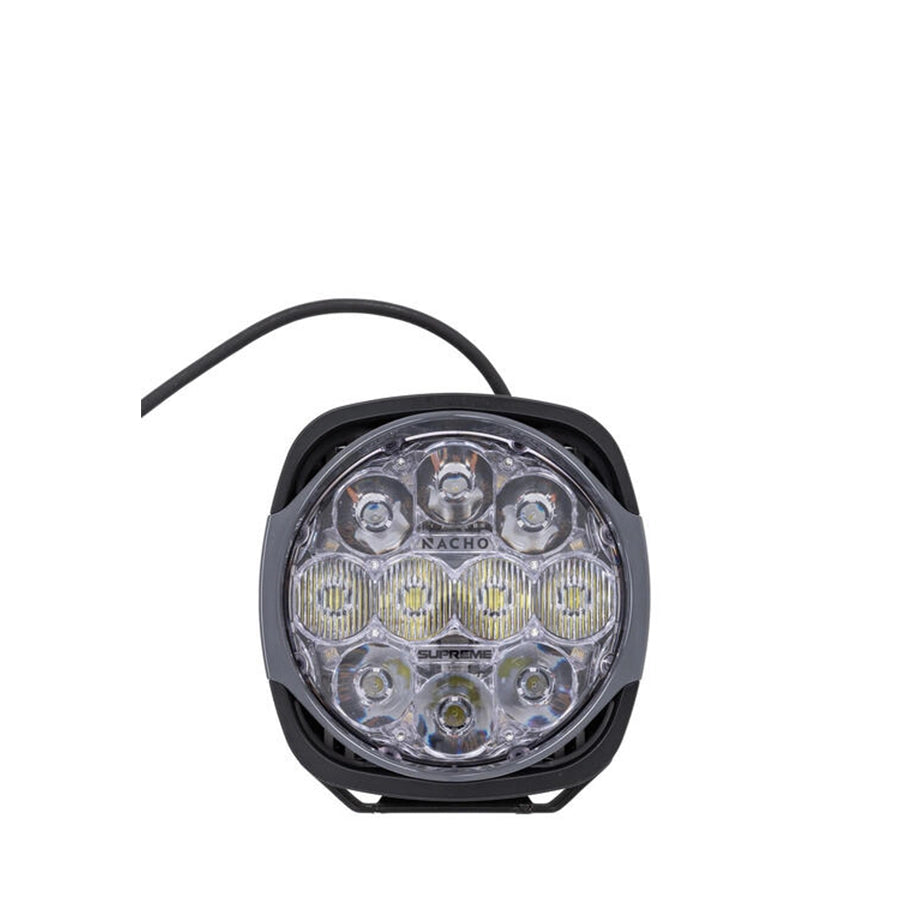 Round LED light with 'Nacho' branding on a white background