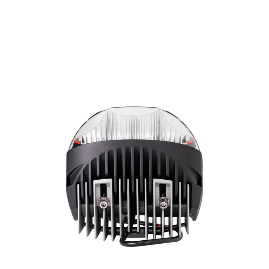 Black and silver LED light on a white background