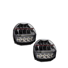 Two black LED lights on a white background