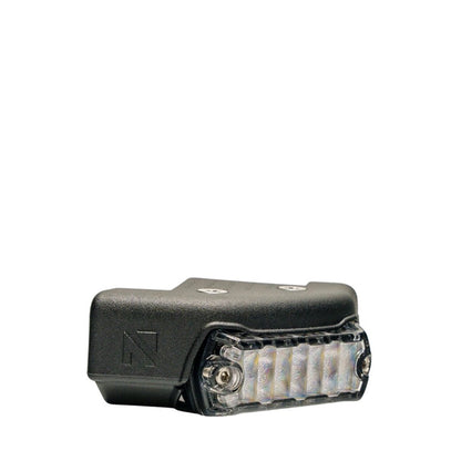 Black electronic device with LED lights on a white background