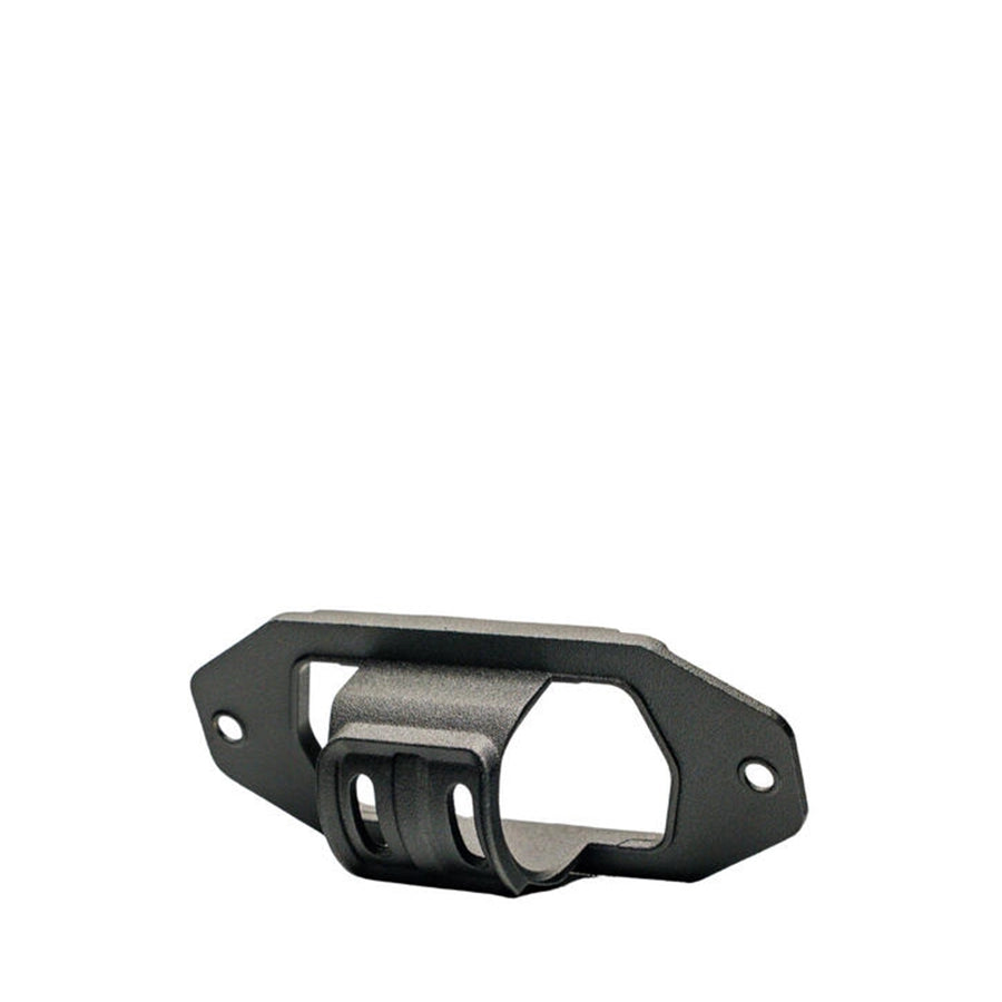 Black metal bracket on a white background