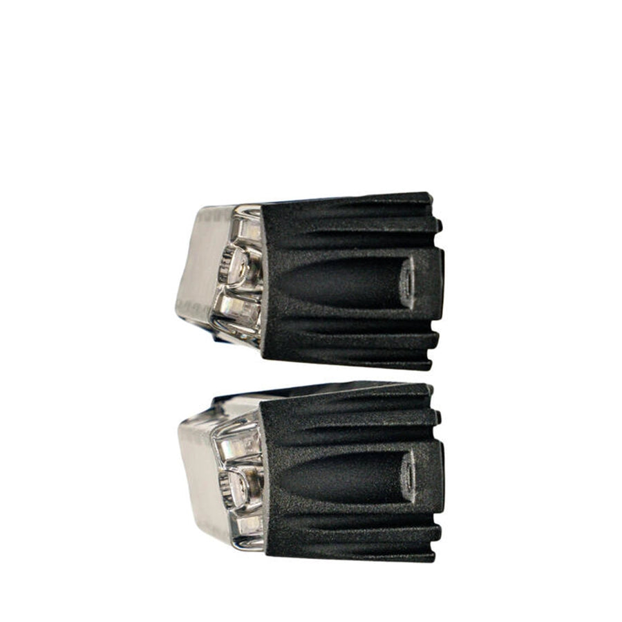 Pair of black and silver cufflinks on a white background