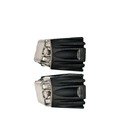 Pair of black and silver cufflinks on a white background