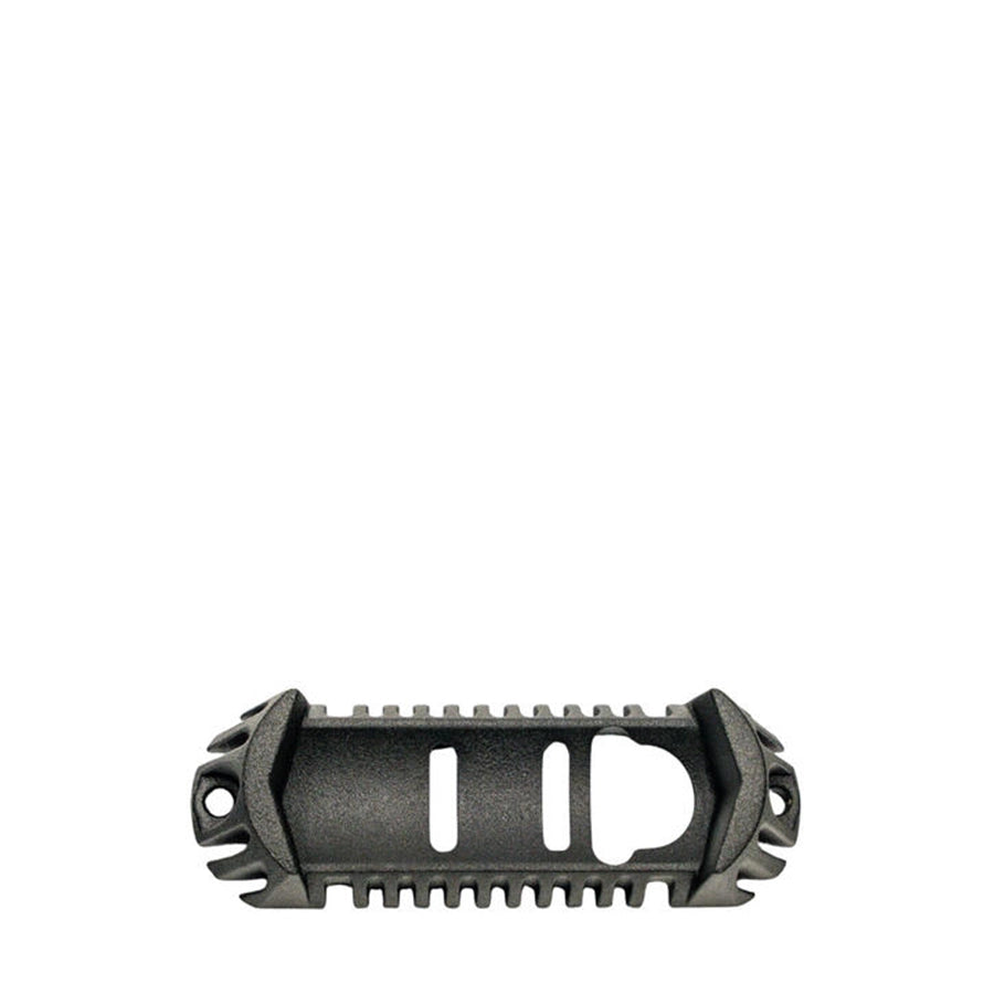 Black metal rail on a white background