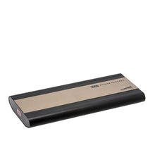 Black and beige electronic device on a white background