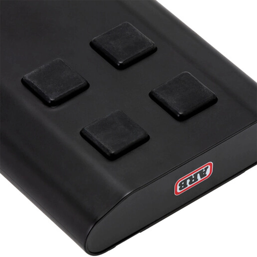 Black control panel with four buttons and an ARB logo on a white background