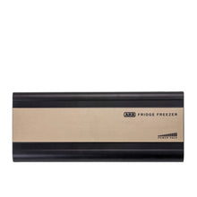 Power pack for fridge and freezer with black top and bottom and beige center on a white background