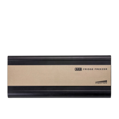 Power pack for fridge and freezer with black top and bottom and beige center on a white background
