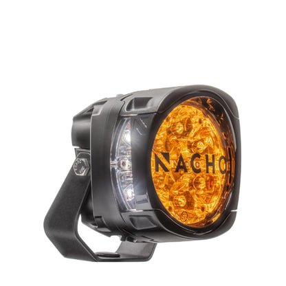 Amber LED light with 'Nacho' branding on a white background