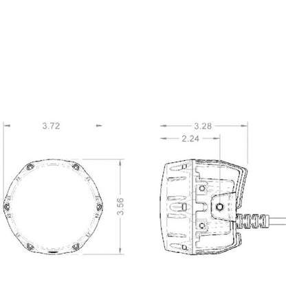 Technical drawing of a round component with dimensions on a white background