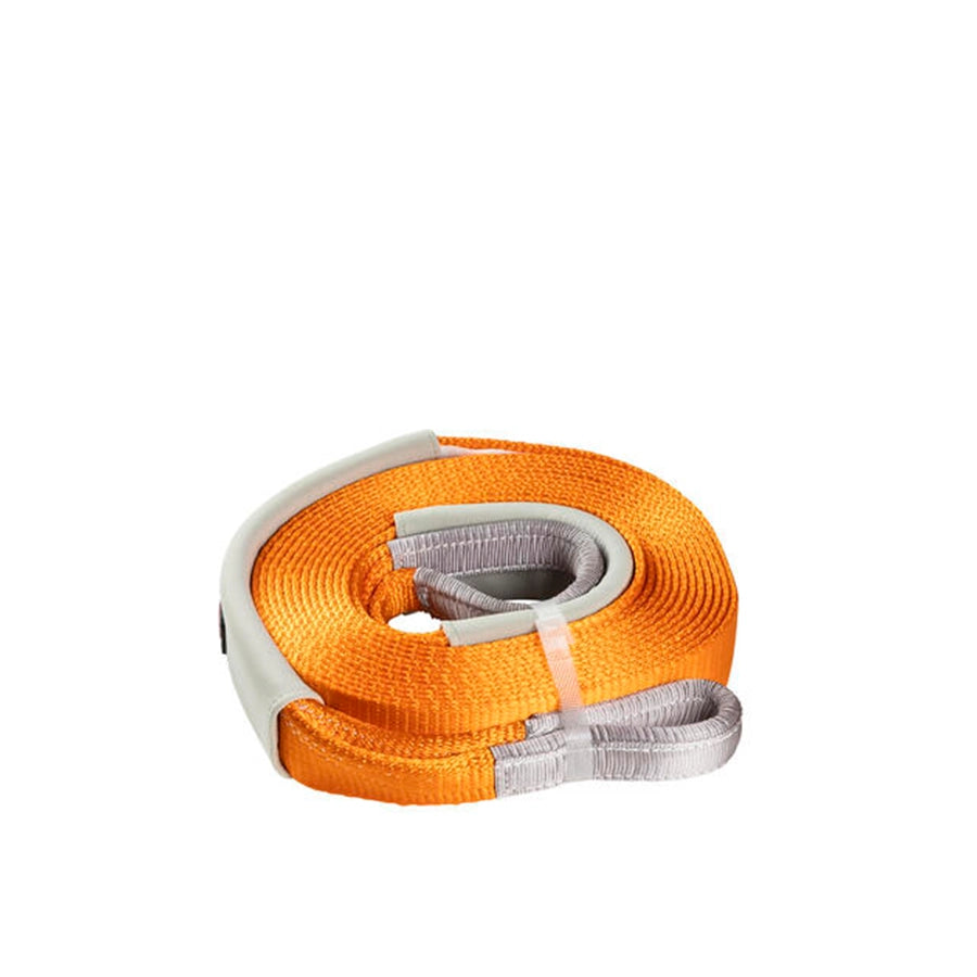 Orange and gray webbing strap on a white background