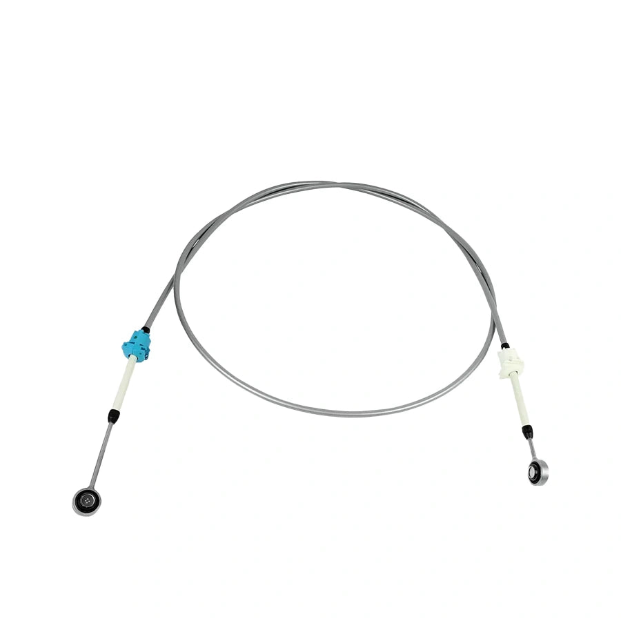 Metal cable with connectors on a white background